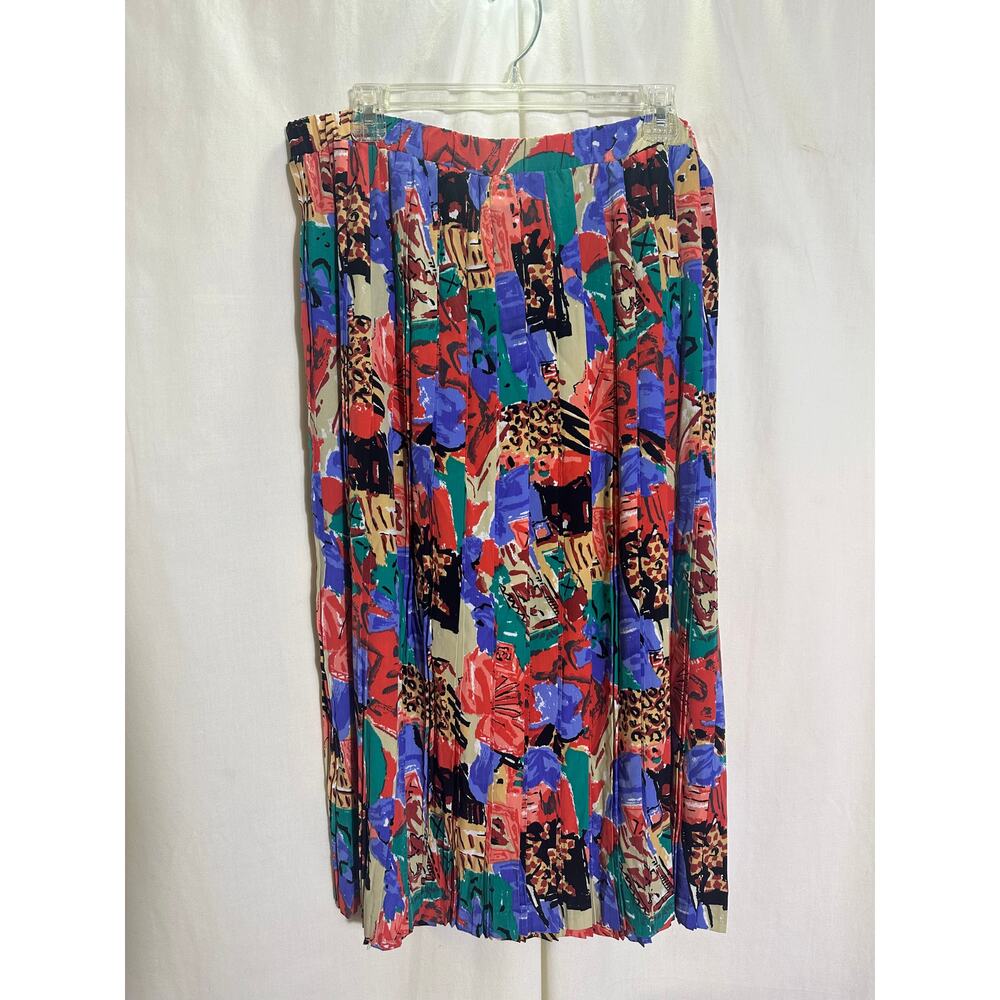 Vintage 90s Abstract Pleated Midi Skirt | Peter Popovitch M